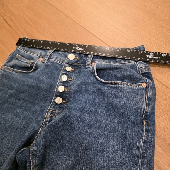 Reiss Bailey High Rise Straight Leg Blue Button Fly Jeans Medium Wash Womens - Picture 7 of 12